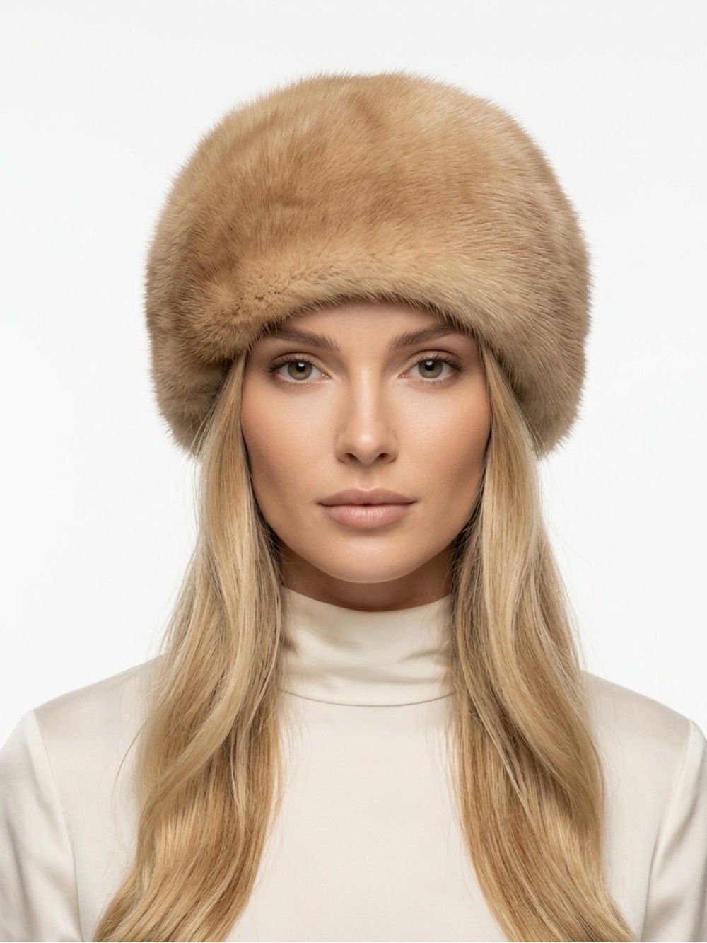 Carme Mir La Bisbal Pillbox Hat Mink Fur Blonde OS